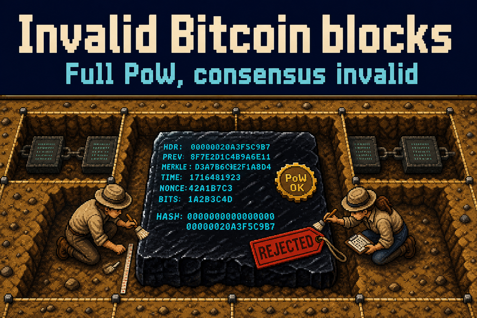 Invalid Bitcoin blocks: full PoW, consensus invalid